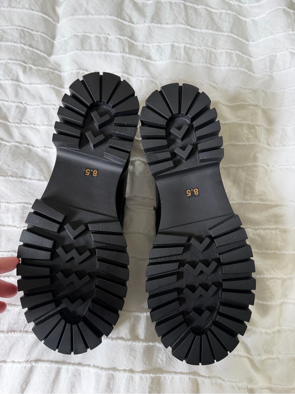 Chunky Platform Loafers in Black with Gold Accent - Women's Shoes - Picture 4 of 8